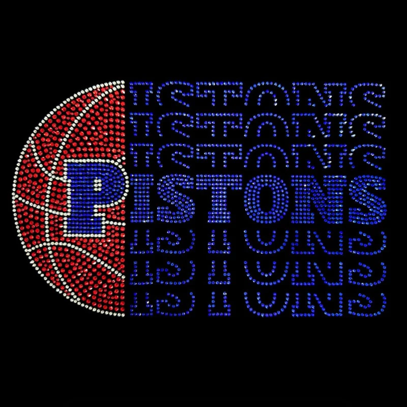Trosglwyddiad Rhinestone Pistons Detroit